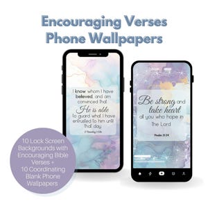 Encouraging Bible Verse Phone Background for Lock Screen with Coordinating Phone Wallpaper - Android or iPhone - Digital Download