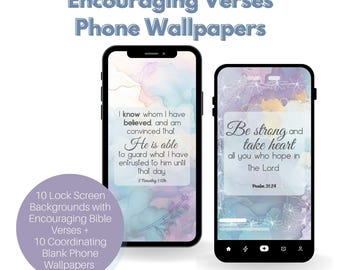 Encouraging Bible Verse Phone Background for Lock Screen with Coordinating Phone Wallpaper - Android or iPhone - Digital Download