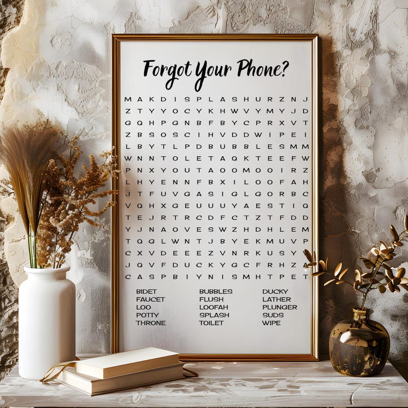 Funny Bathroom Word Search Printable - 3 Engaging Wall Art Puzzles for ...