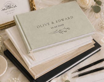Personalized Linen Wedding Guest Book, Custom Wedding Signing Book, Polaroid Photo Album, Linen Hardcover Guestbook, Wedding Keepsake Gift