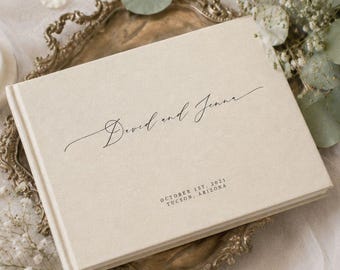Personalized Linen Wedding Guest Book, Custom Wedding Signing Book, Polaroid Photo Album, Linen Hardcover Guestbook, Wedding Keepsake Gift