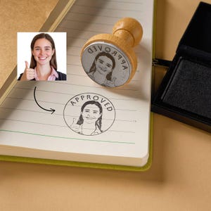 Custom Face Stamp, Hand-Drawn Portrait Stamp, Self-Inking Stamp, Wood Stamp, Rubber Stamp, Stempel Personalisiert, Custom Portrait Gift image 7