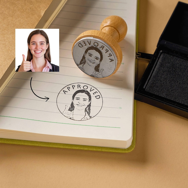 Custom Face Stamp, Hand-Drawn Portrait Stamp, Self-Inking Stamp, Wood Stamp, Rubber Stamp, Stempel Personalisiert, Custom Portrait Gift image 7