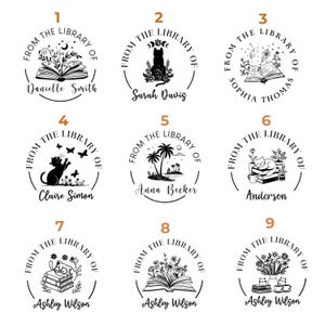 Custom Book Stamp, Self-Inking Stamp, Wood Stamp, Name Stamp, Personalised Stamp, From the Library Of Stamp, Book Lover Gift, Stempel