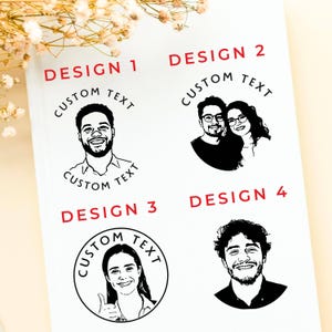 Timbro personalizzato con volto, timbro con ritratto disegnato a mano, timbro autoinchiostrante, timbro in legno, timbro in gomma, timbro personalizzato, regalo con ritratto personalizzato