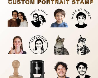 Custom Face Stamp, Hand-Drawn Portrait Stamp, Self-Inking Stamp, Wood Stamp, Rubber Stamp, Stempel Personalisiert, Custom Portrait Gift