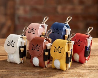 Custom Golf Ball Bag, Name Golf Ball Waist Bag, Pouch For Golf Balls, Leather Golf Bag, Golf Logo, Golf Accessories, Gift For Golfer