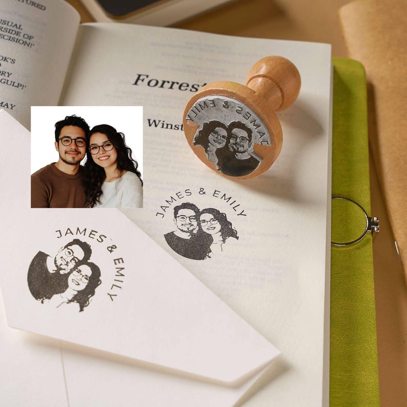 Custom Face Stamp, Hand-Drawn Portrait Stamp, Self-Inking Stamp, Wood Stamp, Rubber Stamp, Stempel Personalisiert, Custom Portrait Gift image 3
