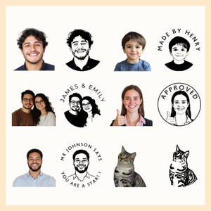 Custom Face Stamp, Hand-Drawn Portrait Stamp, Self-Inking Stamp, Wood Stamp, Rubber Stamp, Stempel Personalisiert, Custom Portrait Gift image 9