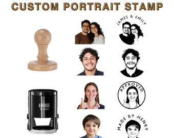 Custom Face Stamp, Hand-Drawn Portrait Stamp, Self-Inking Stamp, Wood Stamp, Rubber Stamp, Stempel Personalisiert, Custom Portrait Gift