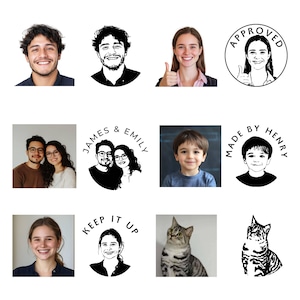 Timbro ritratto personalizzato, timbro viso disegnato a mano, timbro autoinchiostrante, timbro in legno, timbro in gomma, timbro personalizzato, timbro con nome, regalo di compleanno