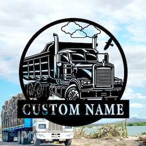 Custom Log Truck Metal Name Sign,Personalized Truck Driver Metal Wall Art,Industrial Truck Design,Workshop Wall Decor,Trucker Gift,8-24 Inch