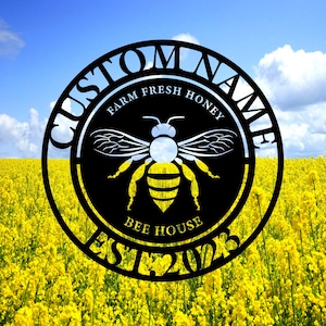 Custom Metal  Bee Garden Sign,Personalized Bee Metal Apiary Decor ,Outdoor Metal Honey Bee Sign,Gardener and Honey Bee Keeper Gift,8-24 Inch