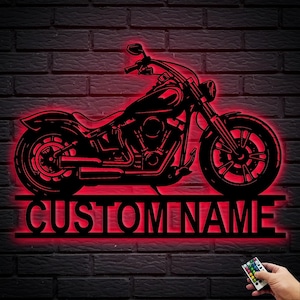 Custom Motorcycle Metal Wall Sign, Personalized Motorcycle Biker Name Sign Decor,Metal Signs Outdoor, 8-24 Inch