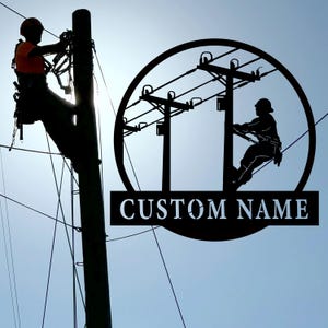 Personalized Lineman Name Metal Sign,Custom Lineman Metal Wall Hanging,Electrical Worker Sign,Electrical Decor,Lineman Gift,8-24 Inch