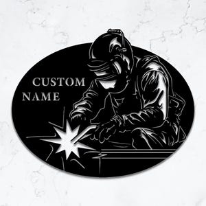 Personalized Welder Metal Wall Art,Custom Welder Name Metal Sign,Home Decor,Workshop Decor,Welder Metal Decor,Welder lover Gift,8-24 inch
