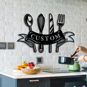 Personalized Kitchen Metal Sign,Custom Kitchen Metal Wall Art,Custom Metal Sign for Kitchen,Kitchen Wall Decor, Mothers Day Gift,8-24 Inch