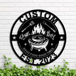 Personalized Metal Grilling Meat Sign,Custom Metal BBQ Sign LED Light,Outdoor Metal Sign,Grilling Sign,Pitmaster Sign gift for Dad,8-24 inch