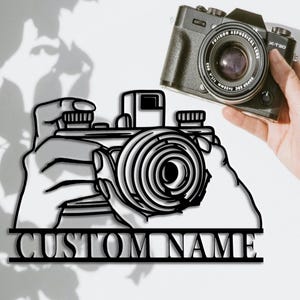 Custom Camera Metal Sign,Personalized Camera Metal Wall Hanging,Camera Wall Art,Photography Studio Decor,Photographer Gift,8-24 inch