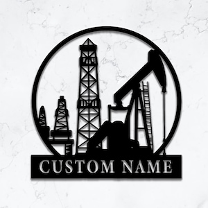 Custom Oil Rig Derrickhand Name Wall Hanging,Personalized Oil Field Metal Sign,Oil Field Worker Gift,Derrickhand Gift,8-24 Inch