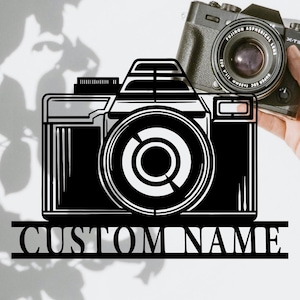 Personalized Camera Metal Sign,Custom Metal Wall Art for Photographers,Photographer Studio Decor,Gift for Photography Lovers,8-24 inch
