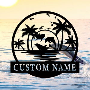 Custom Dolphin Name Metal Wall Art,Personalized Dolphin Metal Sign,Home Decor,Beach House Decor,Housewarming Gift,8-24 inch
