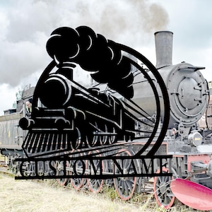 Personalisierte Zug Metallwand Zeichen, kundenspezifische Metallkunst für Zug-Enthusiasten, Zug-Wand-Dekor, Zug-Wandbehang, Vatertagsgeschenk, 8-24 Zoll