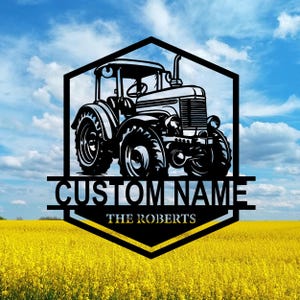 Custom Tractor Metal Wall Art,Personalized Tractor Farm Name Sign,Rustic Tractor Metal Home Decor,Farmhouse Wall Hanging,8-24 Inch