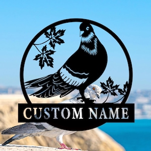 Personalized Pigeon With Maple Leaves Metal Sign,Custom Pigeon Metal Wall Art,Bird Sign,Home decor, Bird Lover Gift,8-24 inch