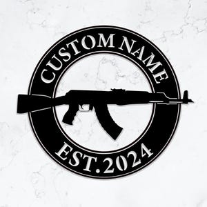 Personalisierte Gewehre Metallschild, kundenspezifisches Metall gekreuzte Gewehre Zeichen, personalisierte Mannhöhlen-Wand-Kunst, Gewehr-Enthusiastengeschenk, 8-24 Zoll