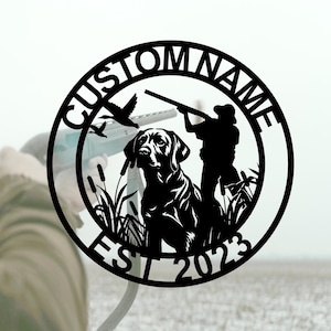 Personalized Dog Hunter Name Sign,Custom Hunting Dog Metal Wall Hanging,Room Decor,Hunting Dog Home Decor,Hunter Gift,8-24 Inch