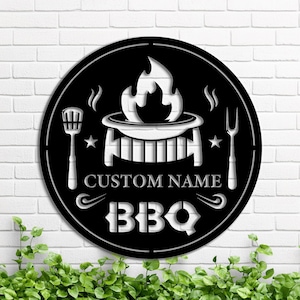 Custom BBQ Flame Metal Sign,Personalized Metal Grill Wall Art,Grill Sign,Barbecue Sign,Backyard BBQ Decor,BBQ Lover Gift,8-24 inch