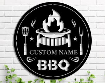 Custom BBQ Flame Metal Sign,Personalized Metal Grill Wall Art,Grill Sign,Barbecue Sign,Backyard BBQ Decor,BBQ Lover Gift,8-24 inch