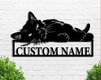 Custom Lazy Cat Metal Wall Sign,Personalized Cat Metal Wall Art,Cat Wall Decor,Nursery Decor, Pet Lover Gift,Housewarming Gift,8-24 Inch