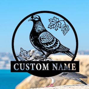 Custom Pigeon With Maple Leaves Metal Wall Art,Personalized Pigeon Metal Sign,Bird Sign,Home decor, Bird Yard Art,Bird Lover Gift,8-24 inch