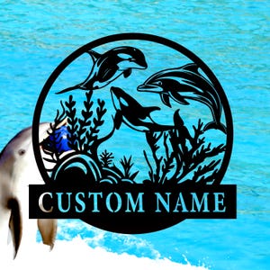 Custom Three Dolphins Name Metal Wall Art,Personalized Dolphin Metal Sign,Home Decor,Beach House Decor,Housewarming Gift,8-24 inch