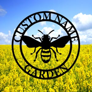 Custom Bee Metal Wall Art,Personalized Bee Metal Sign,Garden Sign,Bee Hive Sign,Bee Apiary Decor,Bee Keeper&#39;s Gift,8-24 Inch