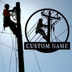 Personalized Lineman Name Metal Sign,Custom Lineman Metal Wall Art,Electrical Worker Sign,Electrical Decor,Home Decor,Lineman Gift,8-24 Inch