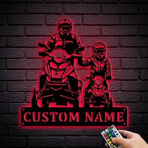 Personalized Father and Son Snowmobile Metal Wall Sign,Custom Snowmobile Metal Wall Art,Snowmobile Enthusiasts Gift,Father&#39;s Gift,8-24 Inch