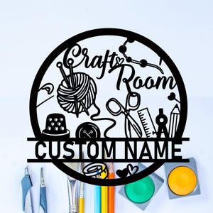 Custom Craft Room Metal Name Sign,Personalized Craft Room Metal Wall Art,Creative Room Sign,Sewing Room Sign,Kids Gift,8-24 Inch