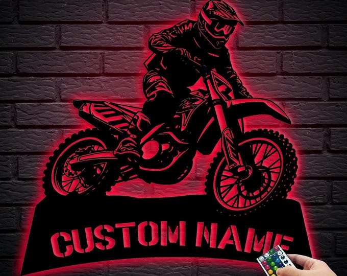 Personalized Dirt Bike Outdoor Metal Wall Art Motocross Decor Dirt Bike ...