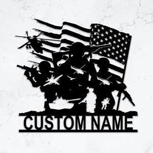 Personalized US Soldier Metal Wall Art,Custom US Soldier Name Sign,Military Room Decor,Soldier Metal Decor,Military Gift,8-24 Inch