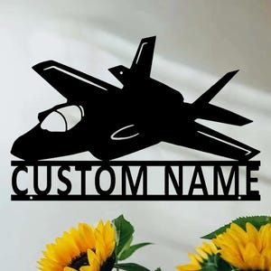 Personalized Fighter Aircraft Metal Wall Art,Custom Fighter Jet Pilot Name Sign,Fighter Aircraft Decor, Aviation Enthusiast Gift,8-24 Inch