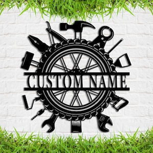 Personalisierte Garage Metallschild, Custom Werkstatt Metallschild, Werkstatt-Metallwandschild, Garagen-Dekor, Geschenk für Auto-Enthusiasten, 8-24 Zoll
