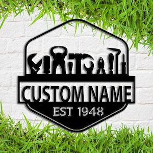 &quot;Personalisiertes Garage-Tools-Metallschild, Auto-Werkstatt-Zeichen, Werkstattschild, Werkstatt-Metallwandschild, Garagen-Dekor, Geschenk für Auto-Enthusiasten, 8-24 Zoll.&quot;