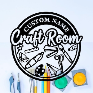 Benutzerdefinierte Craft Room Metallschild, personalisierte Craft Room Metallwandkunst, She Shed Zeichen, kreatives Raumschild, nähen Raumschild, Kinder Geschenk, 8-24 Zoll