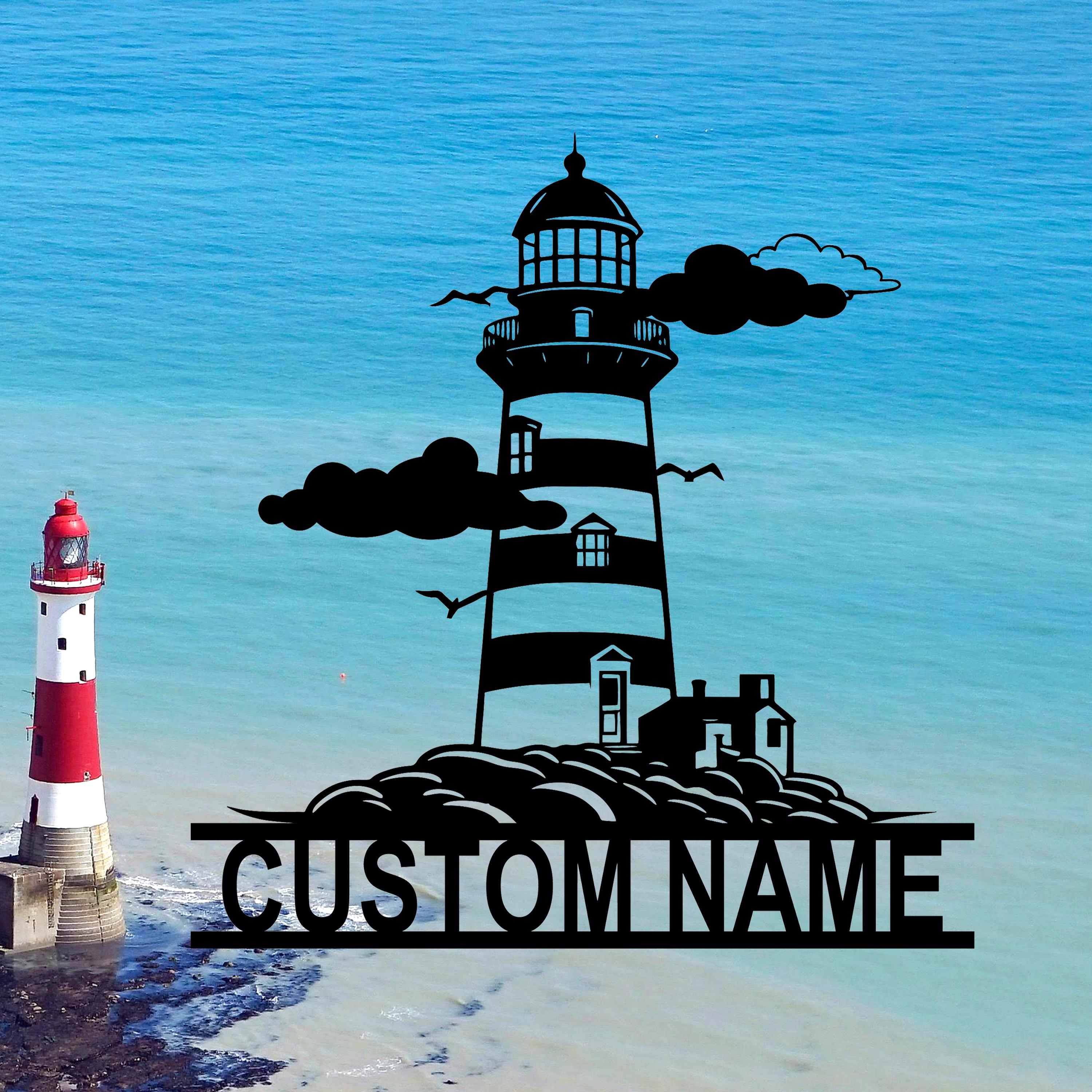 Personalized Lighthouse Metal Wall Art,Custom Lighthouse Metal Name Sign,Coastal Decor,Harbor Theme Sign,Housewarming Gift,8-24 Inch