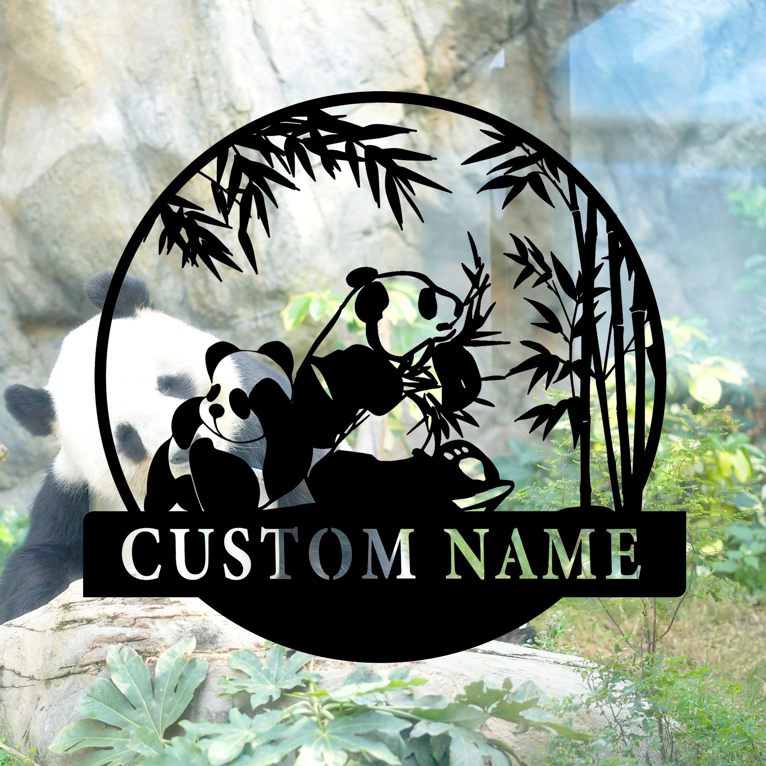 Personalized Metal Panda Name Sign,Custom Panda Metal Wall Art,Bedroom Decor, Nursery Decor, Zoo Sign,Panda  Lover Gift,8-24 Inch
