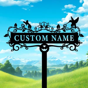Custom Bird Flower Metal Garden Stake Name Art Sign, Personalized Bird Flower Garden Stake Metal Decor,Patio Decor,Garden Gift,8-24 Inch