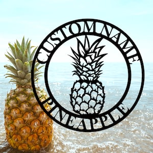 Custom Pineapple Metal Wall Art,Personalized Pineapple Metal Name Sign,Beach Sign,Pineapple Gift,Wedding Gift,8-24 Inch